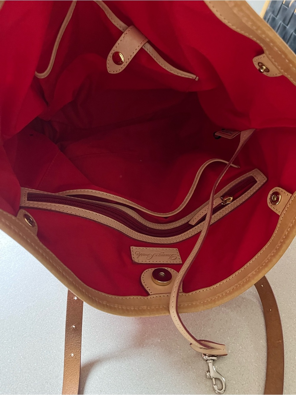 Dooney & Bourke Pink Patent Tote with Tan Straps - Picture 3 of 12